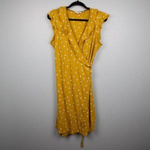 Boden Jodie yellow polka dot wrap dress-12R